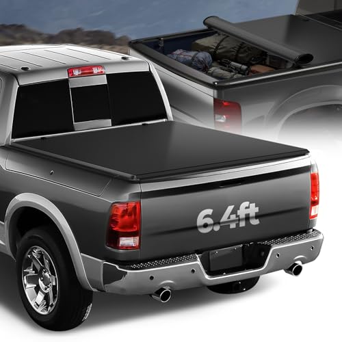 Image of Auto Dynasty Soft Roll-up Tonneau Cover for 19-24 Ram 1500 Classic 6.4FT | Bed Cover Fit 19-24 Ram 1500 Classic, 09-18 Dodge Ram 1500, 03-25 Dodge Ram 2500 3500, 6.4FT Fleetside, Non Bed Rail Storage