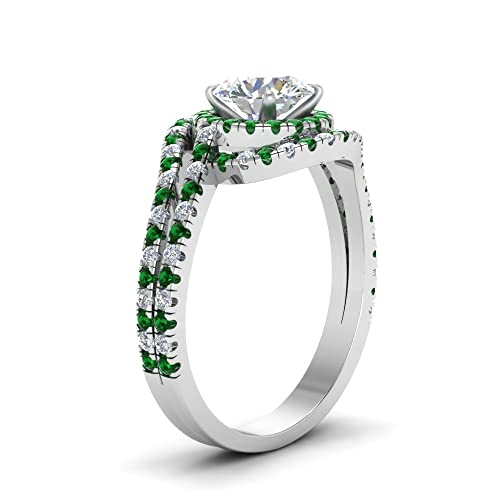 Bague fiançailles argent halo de diamants ronds et pierre au choix
