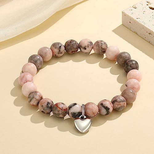 MIXJOY Inspirational Gifts for Women, Heart Charm Pink Elastic Beads Bracelet, Positive Affirmations Get Well Soon Gifts2