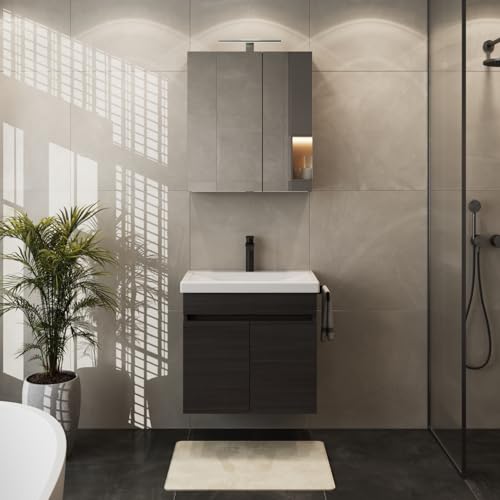 Planetmöbel Waschbecken mit Unterschrank inkl. Keramikwaschbecken 63 x 60...