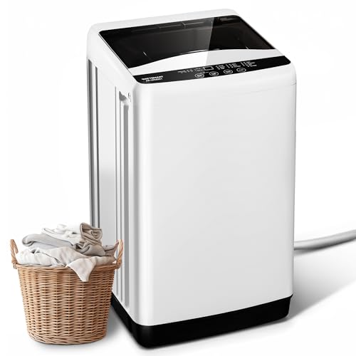 Portable Washing Machine -Compact Home Laundry Washer for Apartmentl, Top Load, Full Automatic, Small Clothes Washer with Drain Pump for Bathroom, Dorms,RVs,White