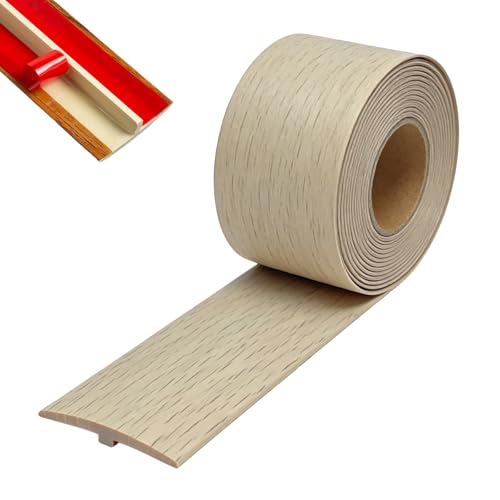 Tira autoadhesiva de PVC para umbral de vinilo laminado, parquet y azulejos, 1 perfil de 10 m para puertas, pasillos y pasillos (arce, 5 cm x 700 cm)