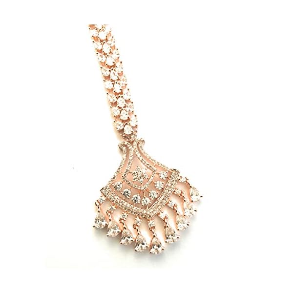 Sasitrends Beautiful AD/American Diamond Studded Rhodium Plated Maan Tikka for Women and Girls | Maang Teeka Maang Tika for Women and Girls Latest - Image 3