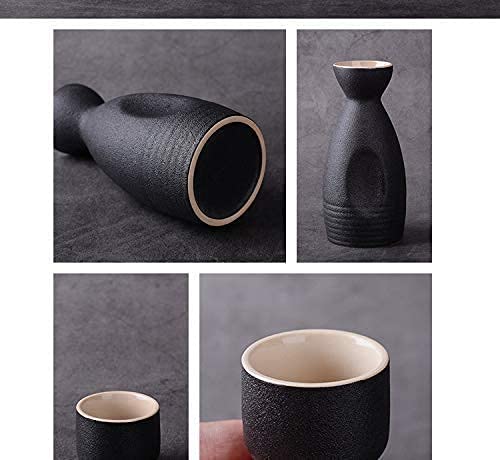 日本酒 黒いボトルと器のセット Amazon.co.jp: 酒器とセット 日本酒セット、伝統的な陶器の黒酒器