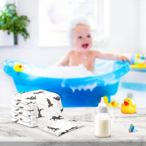 Image of vvfelixl Baby Cotton Washcloths Exercises Doberman Dog Infants Bath Towel for Unisex Puppy Face Towels for Newborn, Natural Baby Wipes Delicate Skin, 11.8 X 11.8 inch, one sizex5