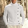 Suéter de punto gótico para hombre, cuello de tortuga, botones asimétricos 4