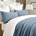 EVERGRACE x Kinsey Walsh Cross Stitch Pre-Washed Cotton Quilt Bedding Set King Size, Oversized 3 Pieces Lightweight Bedspread Coverlet for All Season, with 2 Matching Shams, Dusty Blue, 108