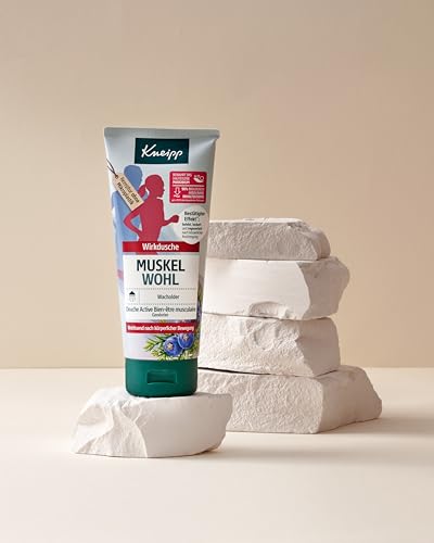 Kneipp Wirkdusche Muskel Wohl - reaktivierendes und lockerndes Duschgel mit ätherischem Wacholder-Öl - ideal nach körperlicher Bewegung und Anstrengung - vegan - ohne Mikroplastik - 200ml