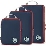 Cipway Compressore Organizer Valigia,Borsa da Viaggio Espandibile Ultraleggero Salvaspazio Viaggio Organizer per i Vestiti per Zaini o Bagagli a Mano(Blu,3 Pezzi)
