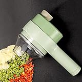 【Idée cadeau】 L'ensemble de coupe-légumes électrique portatif 4 en 1 aide à raccourcir votre temps de préparation et vous permet d'ajouter plus facilement des légumes à vos repas. profitez désormais de plus de temps avec votre famille sans manquer d'aucune nutrition vitale, le cadeau parfait pour votre femme, votre mère et votre amateur de cuisine.