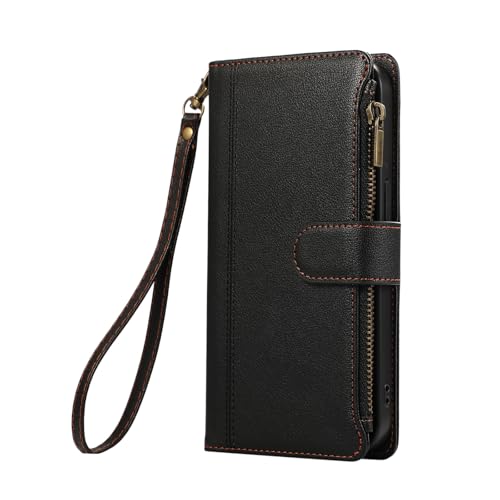 Étui portefeuille en cuir pour Phone17 Pro Wuhaizher Noir avec support et porte-cartes