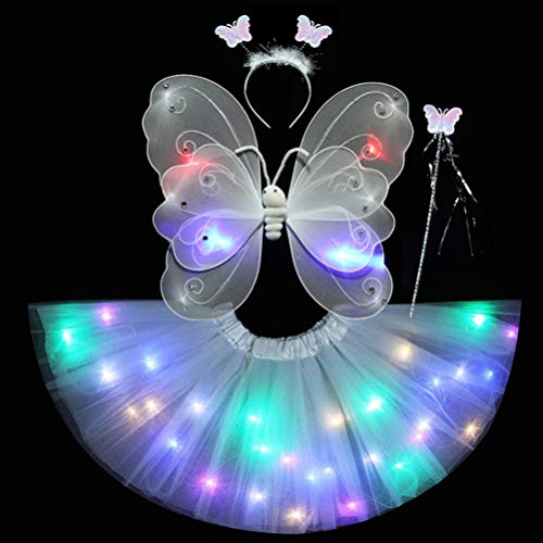 SOIMISS Pouco Meninas LED Fairy Princess Costume Set Asas de Borboleta Saia Tutu Varinha Headband