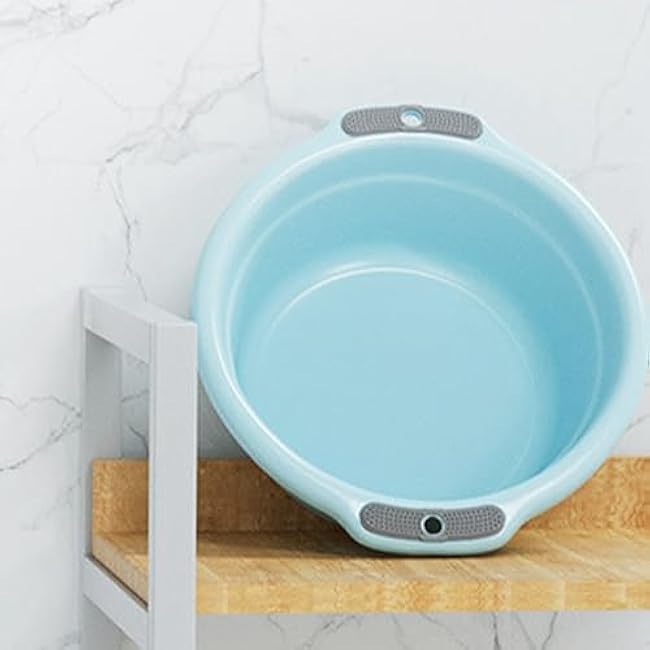 Gonetre Wash Basin Plastic Thicken Large Capacity Antislip Washing Face Clothes Basin for Home Dormitory Lightweight Portable Durable (S(283 X 180mm / 11.14 X 7.09in))