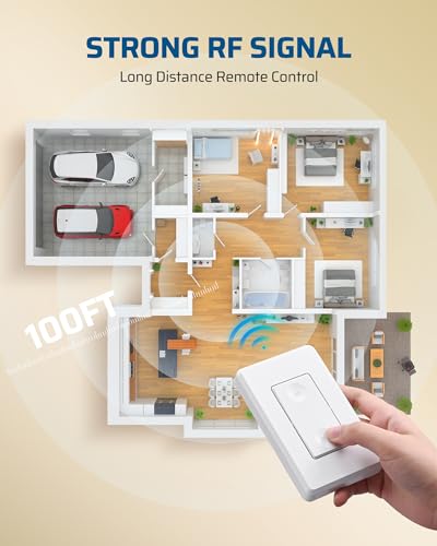 Image of DEWENWILS Wireless Light Switch Kit, No Wiring, 10A /1000W