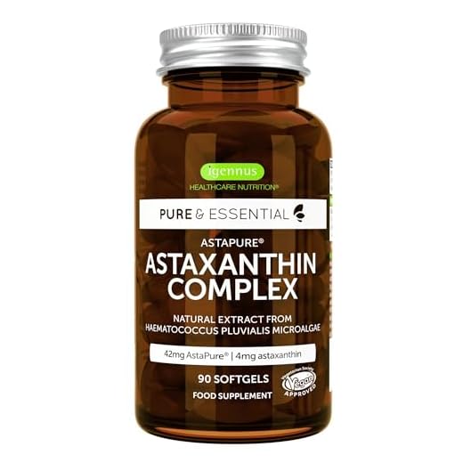 Pure & Essential Complejo de Astaxantina natural & sostenible, 42 mg de AstaPure, con luteína & zeaxantina, vegano, 90 cápsulas