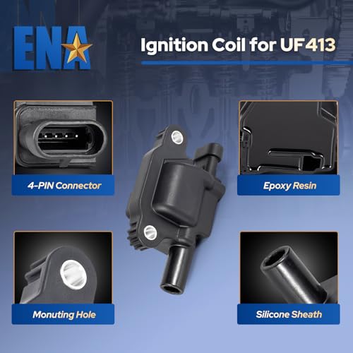 ENA 8 Pack UF413 Ignition Coil 41962 Spark Plug and 48322R Wires Set for 5.3 6.0 6.2 Compatible with Buick Cadillac Chevrolet GMC Hummer Escalade Express Savana 2500 5.3L 6.2L 6.0L 4.8L for 12570616