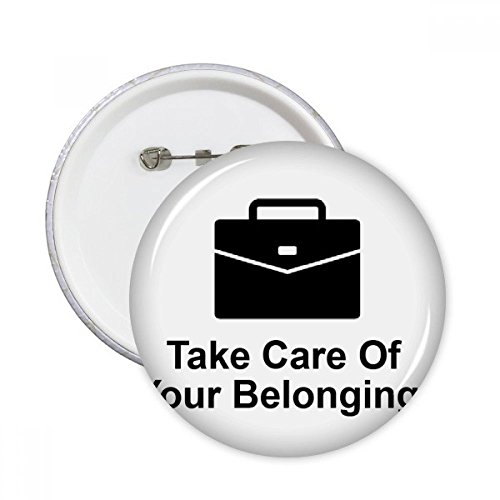 Badge bouton rond noir Care Your Belongings L pour personnaliser un vêtement uni