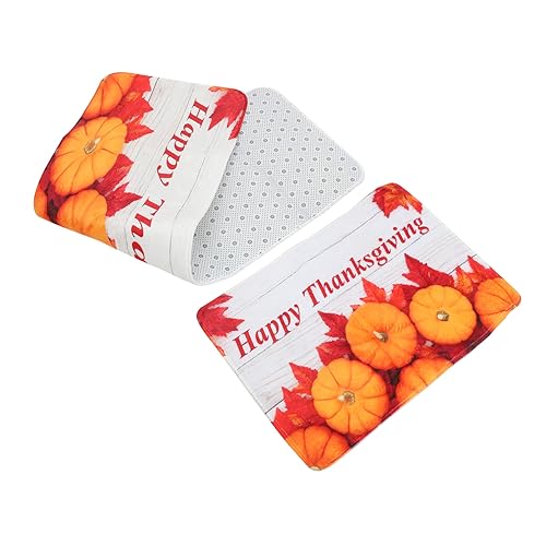 Alipis 2Pcs pumpkin polyester decorative ground mat household kitchen mat absorb water printing reward indoor household floor mat Fall Kitchen Rug printing pad non-slip floor mat