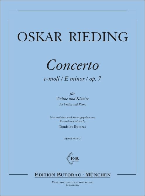 Rieding: Violin Concerto in E Minor, Op. 7 (Solo Part with Piano Reduction)      Sheet music – January 1, 2015