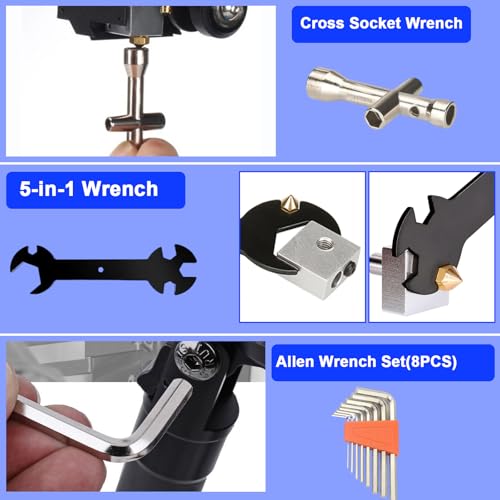HIMOMO 99-teiliges 3D-Drucker-Werkzeugset, 3D-Drucker-Zubehör inklusive Entgratwerkzeug, Reinigungsbürsten-Set, Schraubendreher, Schraubenschlüssel, Schneidematte, Werkzeugkasten, 3D-Druckwerkzeuge – Bild 6