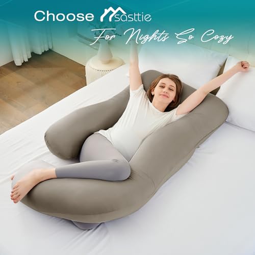 Image of Cooling Pregnancy Pillows for Sleeping, 65'' Full Body Pillow, Linen