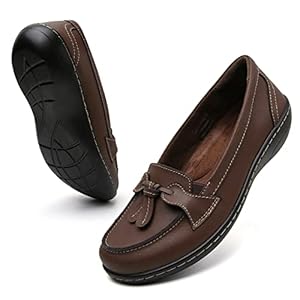 Maichal Loafers for Women Slip On Comfort Leather Tassel Dress Shoes