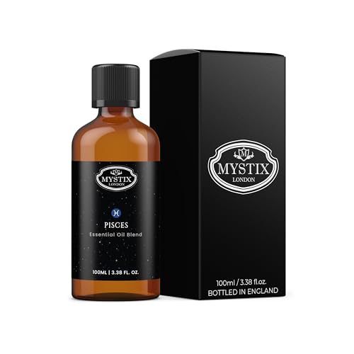 Image of Mystix London | Pisces Zodiac Sign Astrology Essential Oil Blend 100ml | Uplifting Citrus & Resin Aroma | Bergamot Citrus Bergamia Frankincense Boswellia Serrata