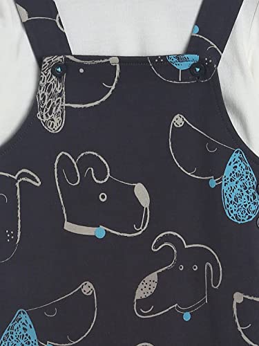 Image of miniklub Baby Strap Full Sleeve Full Length Knitted Cotton Dungaree Set, Pack of 2 (Charcoal Color)