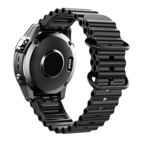 [�����ȓX] 22/26mm �ɓK��Garmin FENIX 7PRO/7xpro 6 6pro �X�|�[�c �ʋC�� ���X�g�o���h FENIX 5 5plus/5x �V���R�������p���X�g�o���h(Black,26mm)