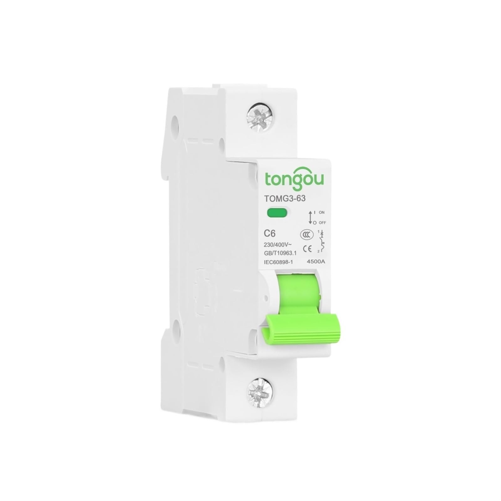 Typ B Kurve 1-poliger MCB 18 mm Miniatur-Leistungsschalter 4,5 KA AC 110 V/230 V/400 V mit CE-Zertifikat TOMG3-63(B16)