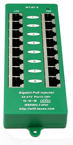 Image of PoE Texas AT-8-48v60w | 8 Port Gigabit 802.3af Power Over Ethernet Injector | with 48 Volt 60 Watt Power Supply (Renewed)