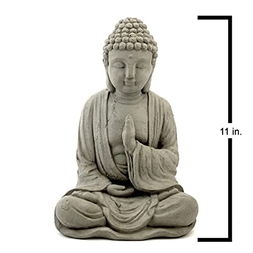 Blessing Buddha Statue: Solid Durable Stone Statue W/Distressed Texture. Perfect Home Design & Sealed For Outdoor Use. Handcrafted Usa. (Antique/Gray) #TOP2