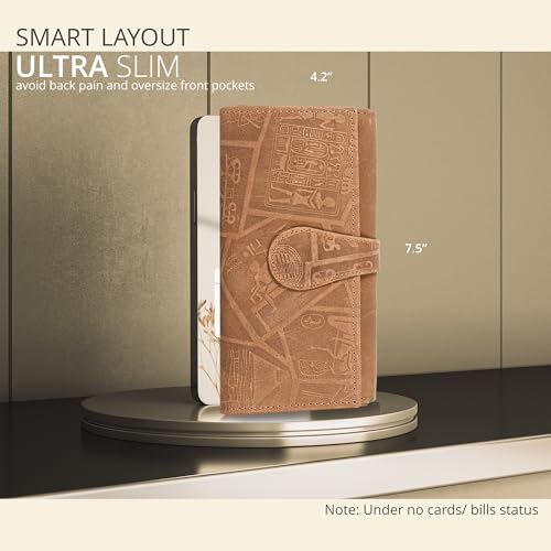 Image of Real Leather Women Wallet Leather with RFID Blocking -Trifold Card Holder Designer Ladies Clutch with ID Window Wallets