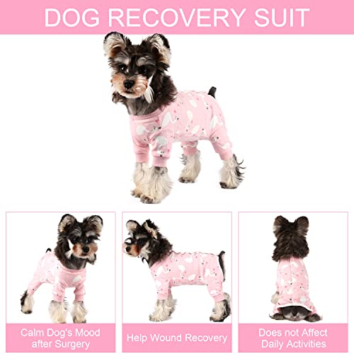 Image of Dog Recovery Suit Female Male Dog Onesie for Surgery, Fit for Small Dogs Breed Dogs Surgical Suit After Surgery Pink Swan /XS