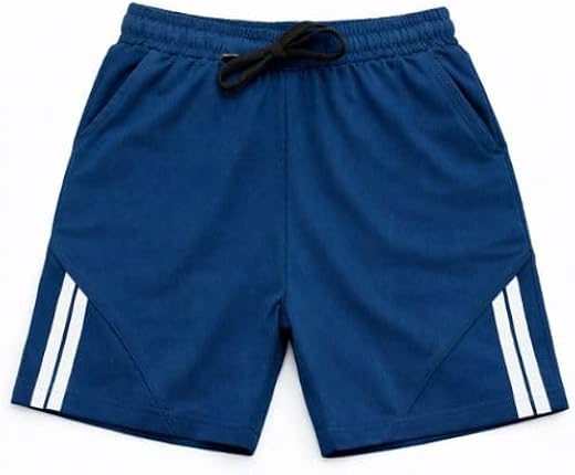 CHILINS Boys Navy Blue Sports Shorts | Elastic Waist Athletic Gym & Running Shorts for Kids