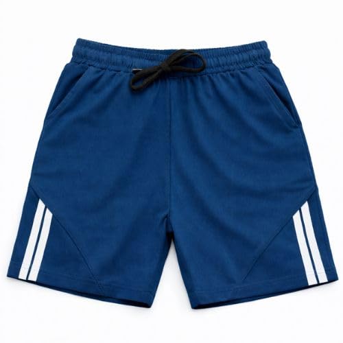 Boys Navy Blue Sports Shorts | Elastic Waist Athletic Gym & Running Shorts for Kids-image-10