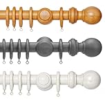 Wooden Curtain Pole – Fixed Length Premium Quality Bay Window Curtain Pole, Wooden Pole for Window and Eyelet Curtains