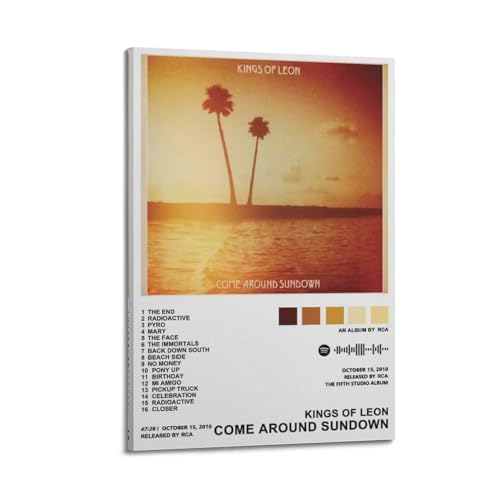 Szzmyo Kings of Leon Poster Come Around Sundown Album Poster Decorative Painting Modern Aesthetic Canvas Poster Bedroom Art Living Room Decoration Poster 16x24inch(40x60cm) Frame-Style