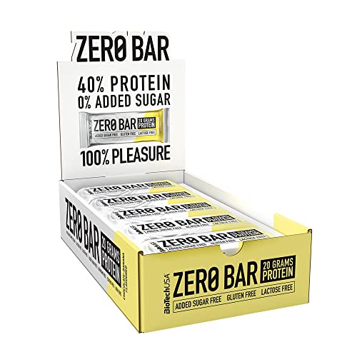 BioTechUSA Zero Bar Protein Snack - Zuckerarm & Laktosefrei | Knusprige Textur | Leckere Geschmacksrichtungen | Ideal für Diäten & Workouts, 20 * 50 g, Schokolade-Banane