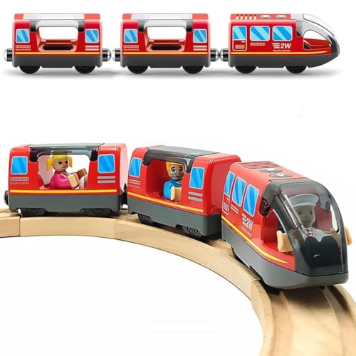 Zuoan Batteriebetriebener Zug für Holzeisenbahngleis-Set Spielzeug...