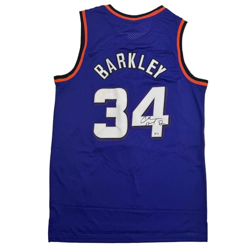 Autographed/Signed Charles Barkley Phoenix Purple Basketball Jersey Beckett BAS COA