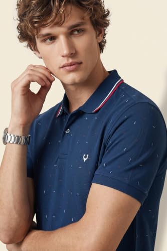 Image of Allen Solly Men's Polo T-Shirt | Polycotton Blend | Color-Block Print | Regular Fit | Smart Casual Wear