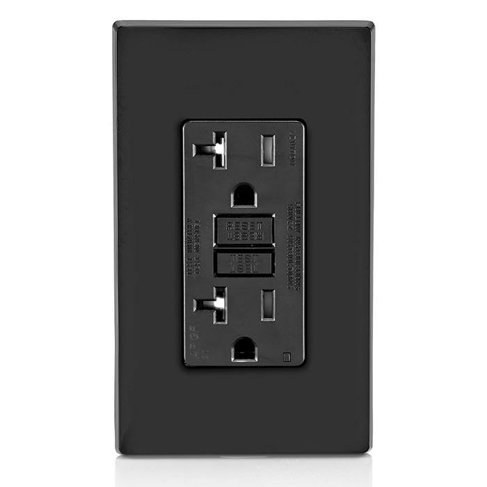Image of Leviton Dual-Function AFCI /GFCI Outlet, 20 Amp, Self Test, Tamper-Resistant with LED Indicator Light, Protection from Both Electrical Shock and Electrical Fires in One Device, AGTR2-E, Black