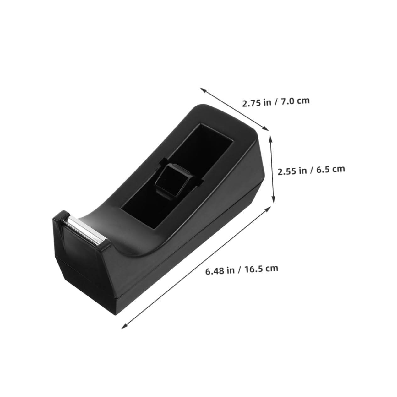 Distributore di Nastro Adesivo da Scrivania Piccolo Nero | Abs e Acciaio Inox, Design Compatto Estetico, Uso Multiuso per Ufficio e Casa