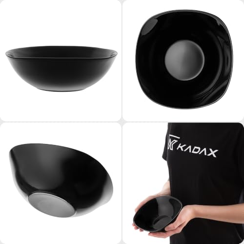 KADAX Czarne miseczki deserowe, zestaw 6 sztuk, 16,5 cm, kwadratowe miski na przekąski, lody i desery, miseczki na zupę, nowoczesne miseczki do serwowania (czarne)