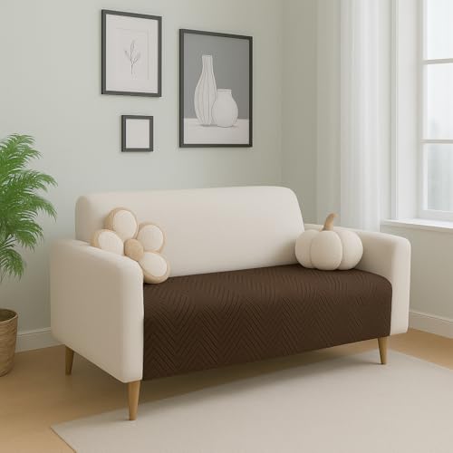Image of Amazon Basics - Velvet Quilted Make Your Own Sofa Cover |2 Seater | Multi-Layered Fabric |120cm x 70cm | 350 GSM | Color - Brown