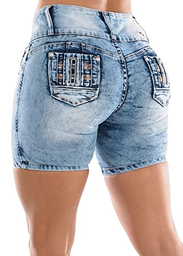 Moda Xpress Womens Juniors Sexy Butt Lifting Mid Thigh Acid Wash Shorts - Shorts Levantacola 10627C