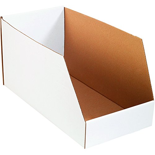Image of BOX USA Open Top Bin Boxes Jumbo 12 inchL x 24 inchW x 12 inchH White 25-Pack, for Shipping, Moving, Mailing, Packing, Packaging and Storage