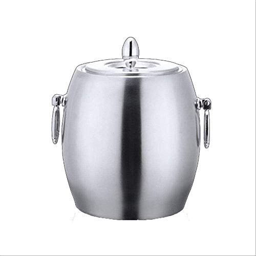 Ohpa Barrel Seau à Glace en Acier Inoxydable Seau à Glace en Acier Inoxydable à Double Isolation Seau à Glace idéal pour Les réunions de Famille (Couleur: Argent Taille: 1L)-2L_Argent 0624