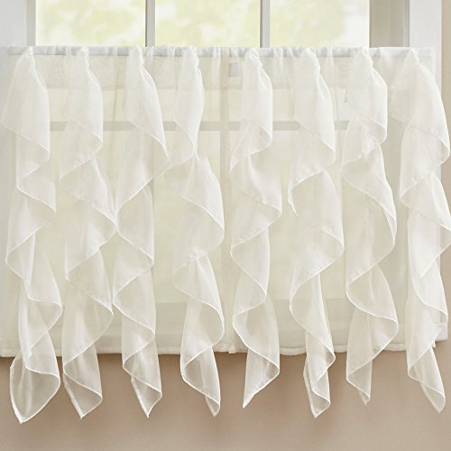 Image of Sweet Home Collection Kitchen Window Tier, Swag, or Valance Curtain Treatment in Stylish and Unique Patterns and Designs for All Home Decor, 36 inch, Sheer Ivory